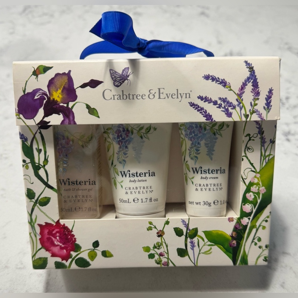 Crabtree &‎ Evelyn Wisteria Body Cream Travel Gift Set NIB